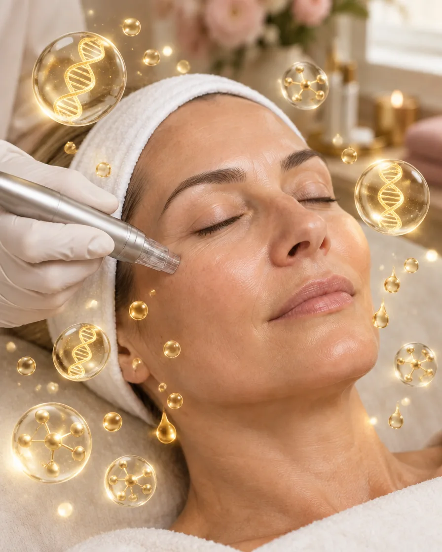 Microneedling im Gesicht, Symbolbild (KI-generiert)